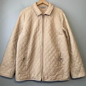 Quilted Corduroy Chore Coat Plus Size 1X Tan Barn Country Minimalist Cabincore